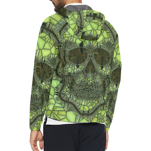 Glass Mosaic Skull,green by JamColors Unisex All Over Print Windbreaker (Model H23)