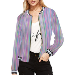 Broken TV flat screen rainbow stripes All Over Print Bomber Jacket for Women (Model H21)