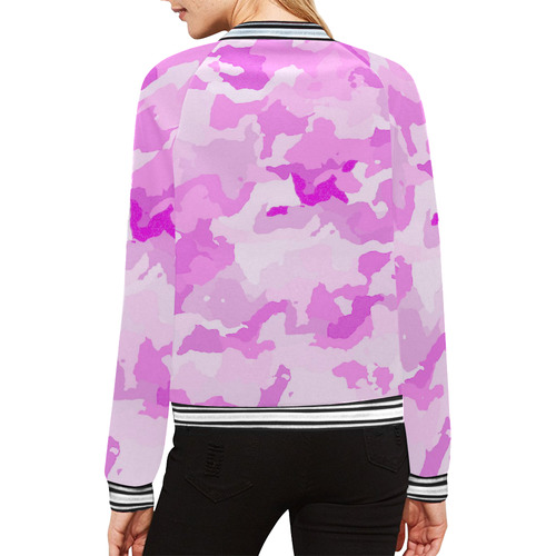 camouflage soft pink All Over Print Bomber Jacket for Women (Model H21)