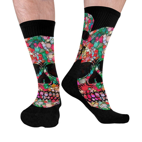 Awesome Bubble Skull A by JamColors Mid-Calf Socks (Black Sole)