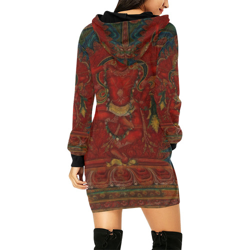 Kurukulla From Tibetan Buddhism All Over Print Hoodie Mini Dress (Model H27)
