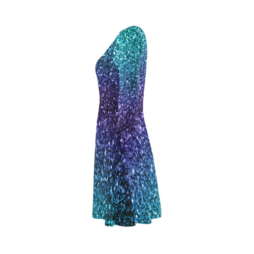 Beautiful Aqua blue Ombre glitter sparkles 3/4 Sleeve Sundress (D23)