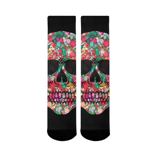 Awesome Bubble Skull A by JamColors Mid-Calf Socks (Black Sole)