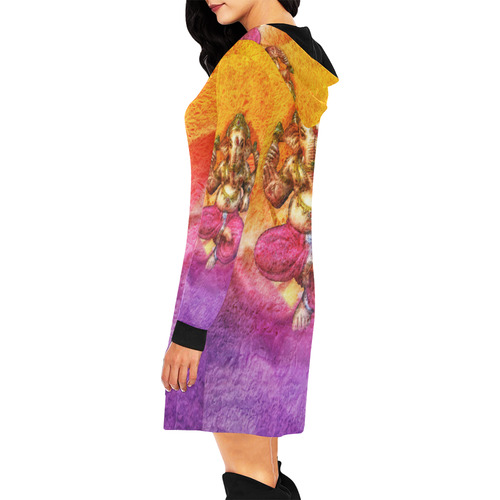 Ganesh, Son Of Shiva And Parvati All Over Print Hoodie Mini Dress (Model H27)