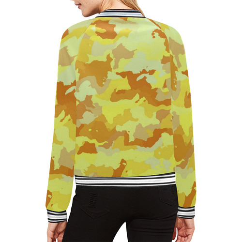 camouflage yellow All Over Print Bomber Jacket for Women (Model H21)