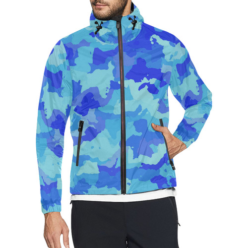 camouflage blue Unisex All Over Print Windbreaker (Model H23)