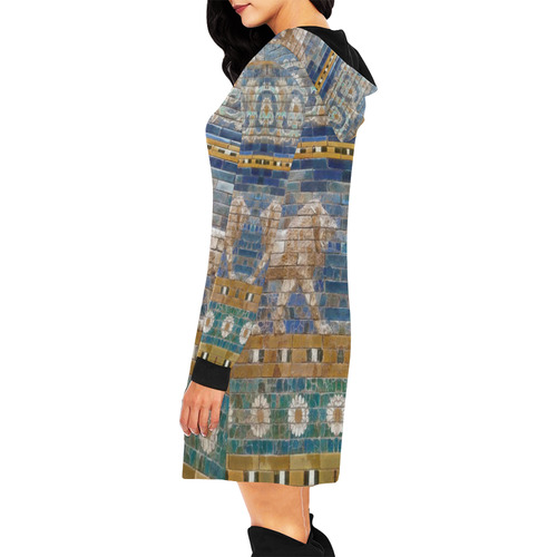 Lions of Babylon All Over Print Hoodie Mini Dress (Model H27)