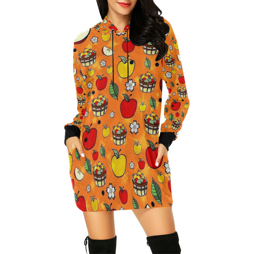 Apple Popart  by Nico Bielow All Over Print Hoodie Mini Dress (Model H27)