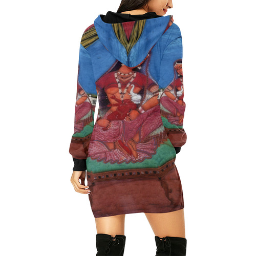 Deity Parvati with her Son Ganesha All Over Print Hoodie Mini Dress (Model H27)