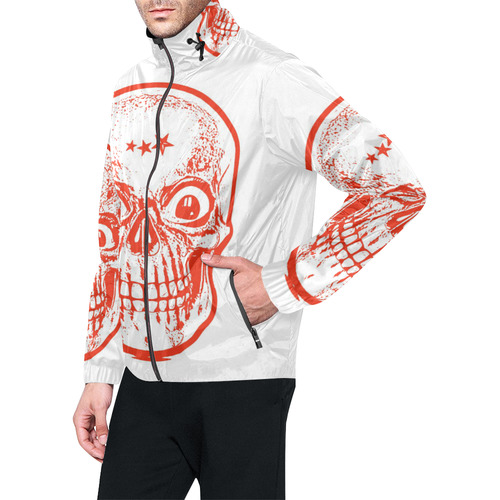 Sketchy Skull ,red by JamColors Unisex All Over Print Windbreaker (Model H23)