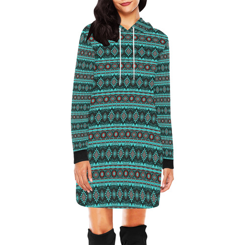 fancy tribal border pattern 17G by JamColors All Over Print Hoodie Mini Dress (Model H27)