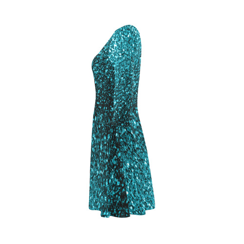 Beautiful Aqua blue glitter sparkles 3/4 Sleeve Sundress (D23)