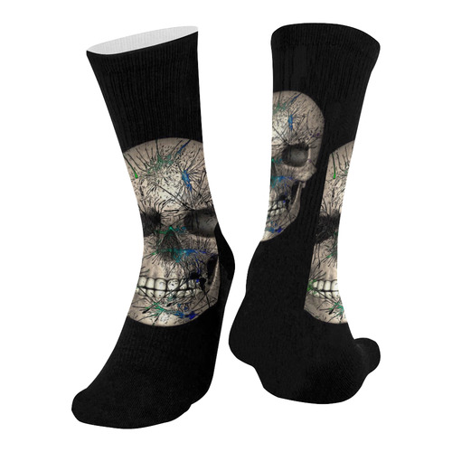 Skull-Unusual and unique 11A by JamColors Mid-Calf Socks (Black Sole)