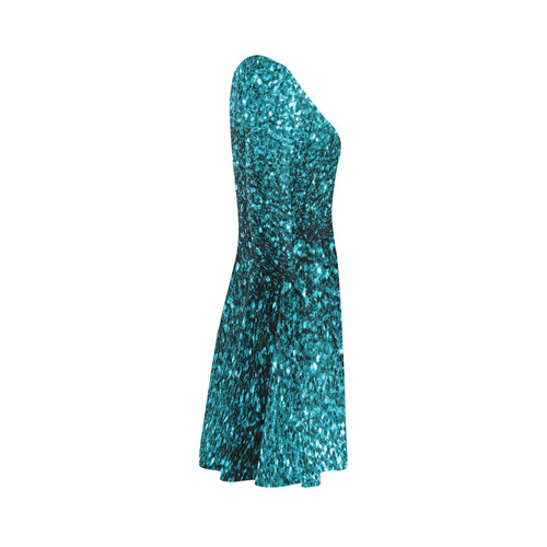 Beautiful Aqua blue glitter sparkles 3/4 Sleeve Sundress (D23)