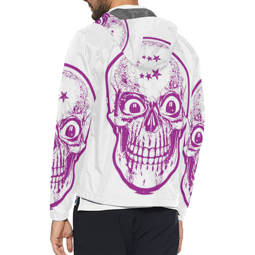 Sketchy Skull, plum by JamColors Unisex All Over Print Windbreaker (Model H23)