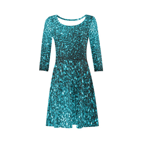 Beautiful Aqua blue glitter sparkles 3/4 Sleeve Sundress (D23)