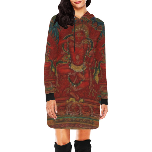 Kurukulla From Tibetan Buddhism All Over Print Hoodie Mini Dress (Model H27)