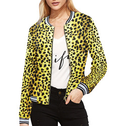 LEOPARD faux fur animal print All Over Print Bomber Jacket for Women (Model H21)