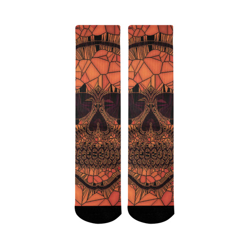 Glass Mosaic Skull,red by JamColors Mid-Calf Socks (Black Sole)