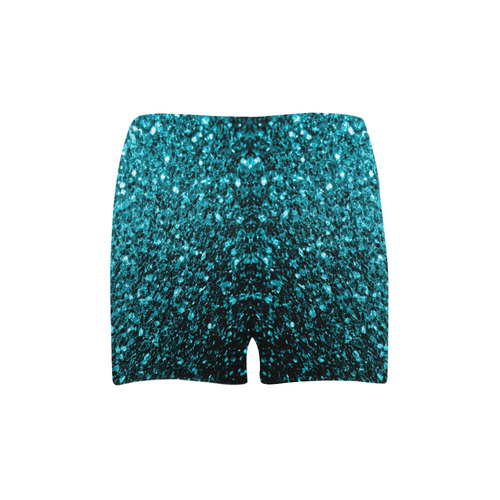 Beautiful Aqua blue glitter sparkles Briseis Skinny Shorts (Model L04)