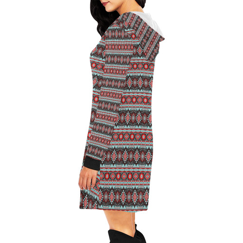 fancy tribal border pattern 17F by JamColors All Over Print Hoodie Mini Dress (Model H27)