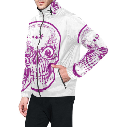 Sketchy Skull, plum by JamColors Unisex All Over Print Windbreaker (Model H23)