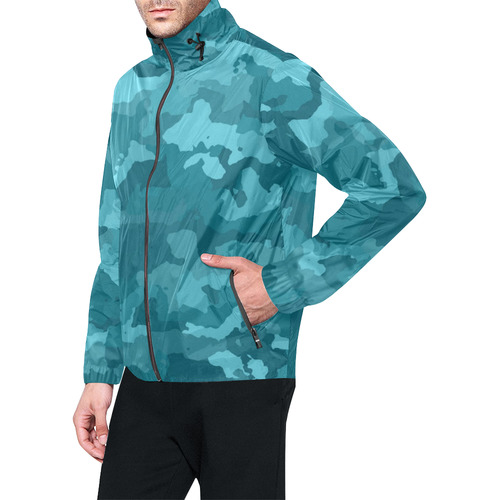 camouflage teal Unisex All Over Print Windbreaker (Model H23)
