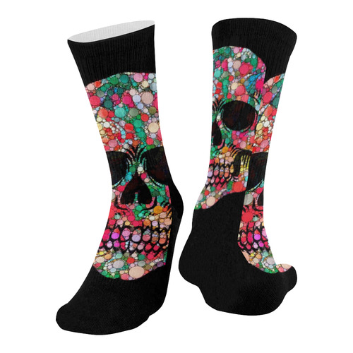 Awesome Bubble Skull A by JamColors Mid-Calf Socks (Black Sole)