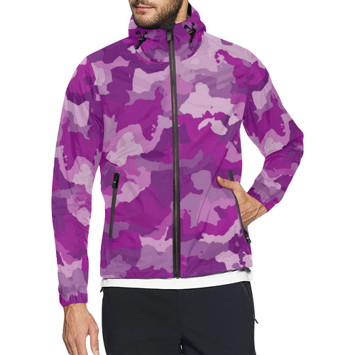 camouflage purple Unisex All Over Print Windbreaker (Model H23)