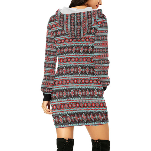 fancy tribal border pattern 17F by JamColors All Over Print Hoodie Mini Dress (Model H27)