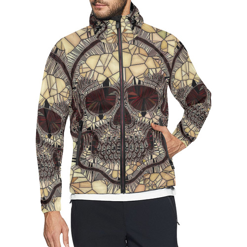 Glass Mosaic Skull,beige by JamColors Unisex All Over Print Windbreaker (Model H23)