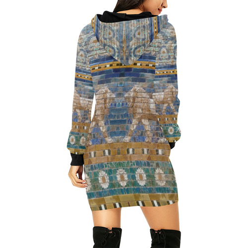 Lions of Babylon All Over Print Hoodie Mini Dress (Model H27)