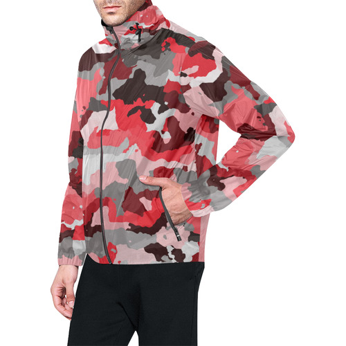 camouflage red,black Unisex All Over Print Windbreaker (Model H23)