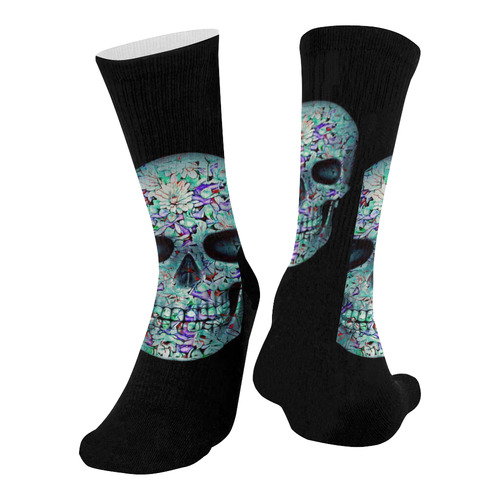 Skull-Unusual and unique 12B by JamColors Mid-Calf Socks (Black Sole)