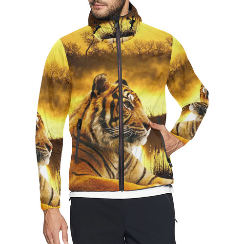 Tiger and Sunset Unisex All Over Print Windbreaker (Model H23)