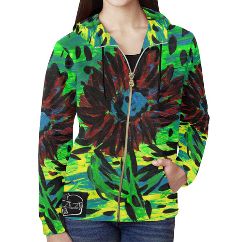 CAMALEON-LOGO-2018 All Over Print Full Zip Hoodie for Women (Model H14)