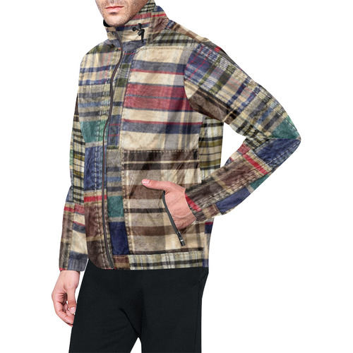 rustic grunge patchwork plaid Unisex All Over Print Windbreaker (Model H23)