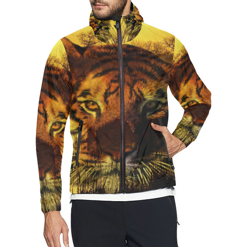 Tiger Face Unisex All Over Print Windbreaker (Model H23)