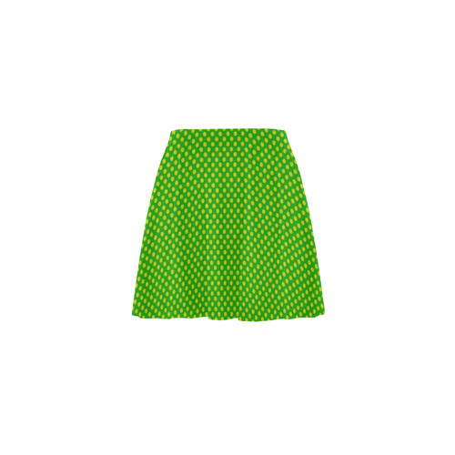 Apple Green Polka Dots on Sap Green VAS2 Mini Skating Skirt (Model D36)