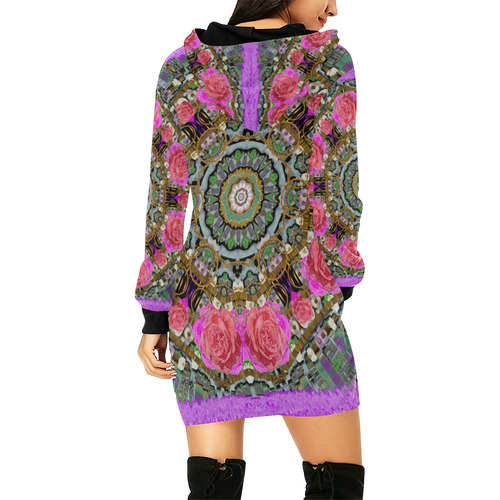 roses in a color cascade of freedom and peace All Over Print Hoodie Mini Dress (Model H27)
