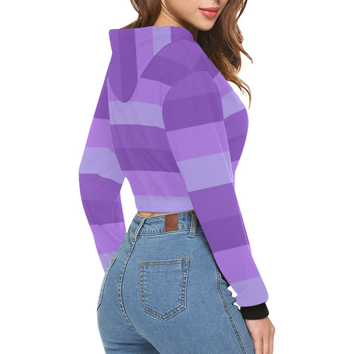 Shades Of Purple Stripes All Over Print Crop Hoodie for Women (Model H22)