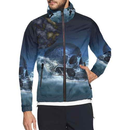 Skull and Moon Unisex All Over Print Windbreaker (Model H23)