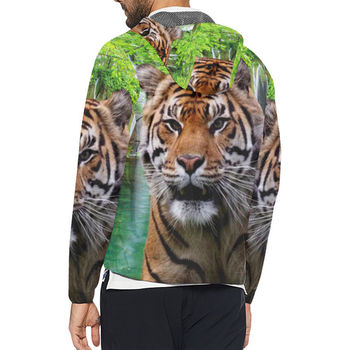 Tiger and Waterfall Unisex All Over Print Windbreaker (Model H23)