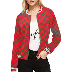 Holiday plaid Christmas tartan All Over Print Bomber Jacket for Women (Model H21)