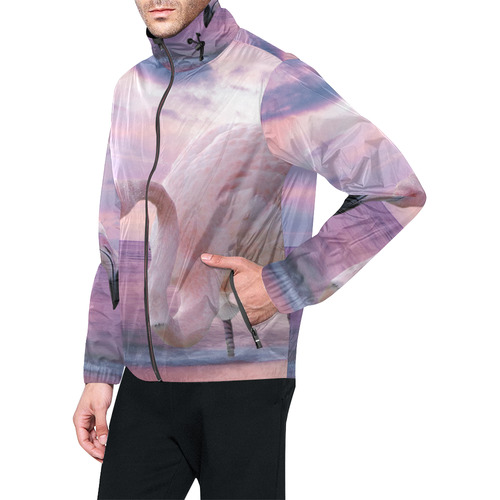 Flamingo and Pink Sky Unisex All Over Print Windbreaker (Model H23)