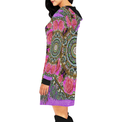roses in a color cascade of freedom and peace All Over Print Hoodie Mini Dress (Model H27)