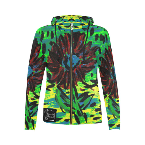 CAMALEON-LOGO-2018 All Over Print Full Zip Hoodie for Women (Model H14)