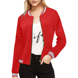 basic red with red accent stripes All Over Print Bomber Jacket for Women (Model H21)