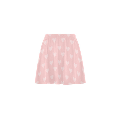Pink Heart Pattern on Pink VAS2 Mini Skating Skirt (Model D36)