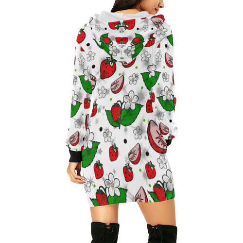 Strawberry by Nico Bielow All Over Print Hoodie Mini Dress (Model H27)